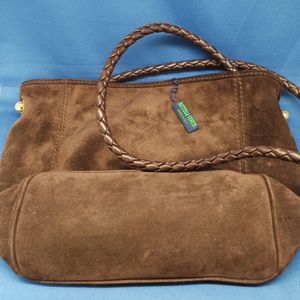 Bottega Veneta Handbag Chocolate Brown Leather Braided Handle Gold Accents CLEAN